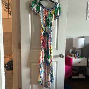 Flying Tomato Off the shoulder, tropical high low dress